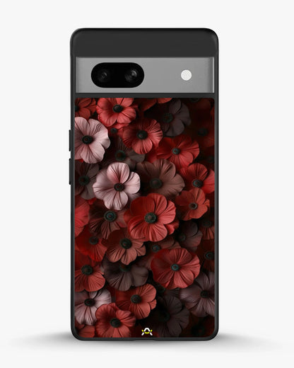 Crimson Floral Phone Case - Bold Botanical Print on Charcoal for iPhone, Samsung, Pixel, OnePlus & Vivo