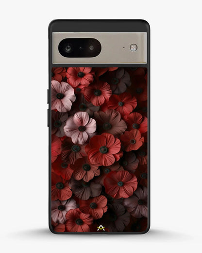 Crimson Floral Phone Case - Bold Botanical Print on Charcoal for iPhone, Samsung, Pixel, OnePlus & Vivo