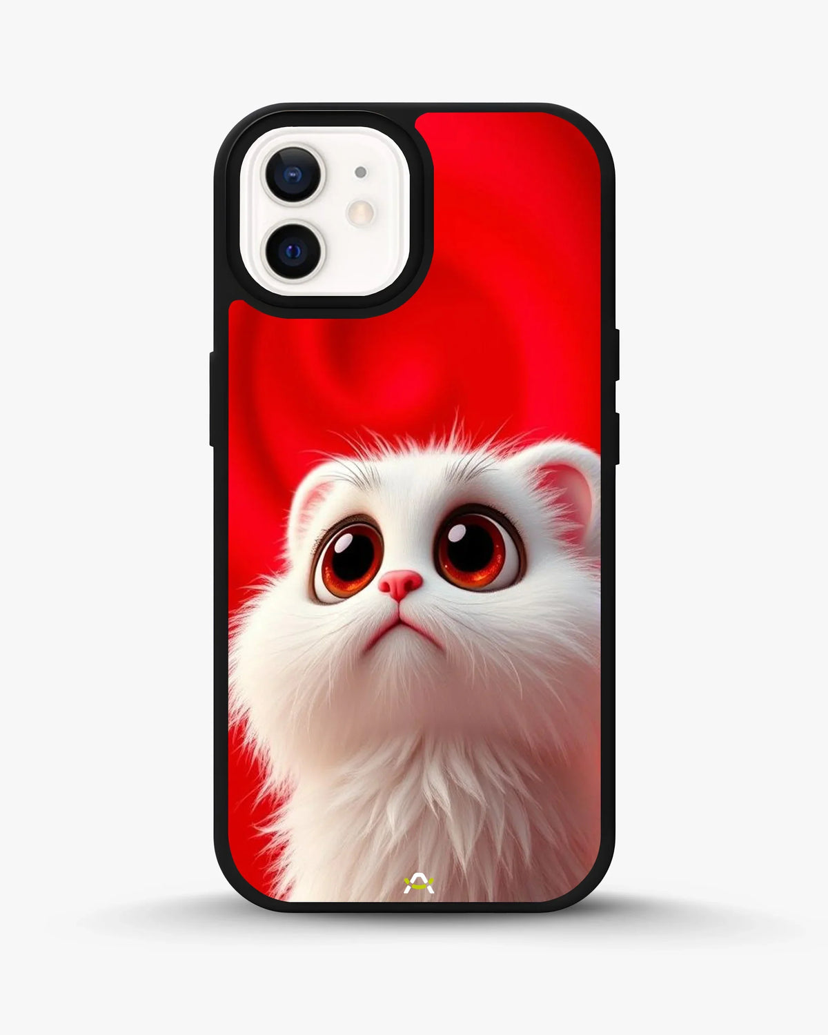 Fluffy White Cat Phone Case - Cute Red Background Print for iPhone, Samsung, Pixel, OnePlus & Vivo