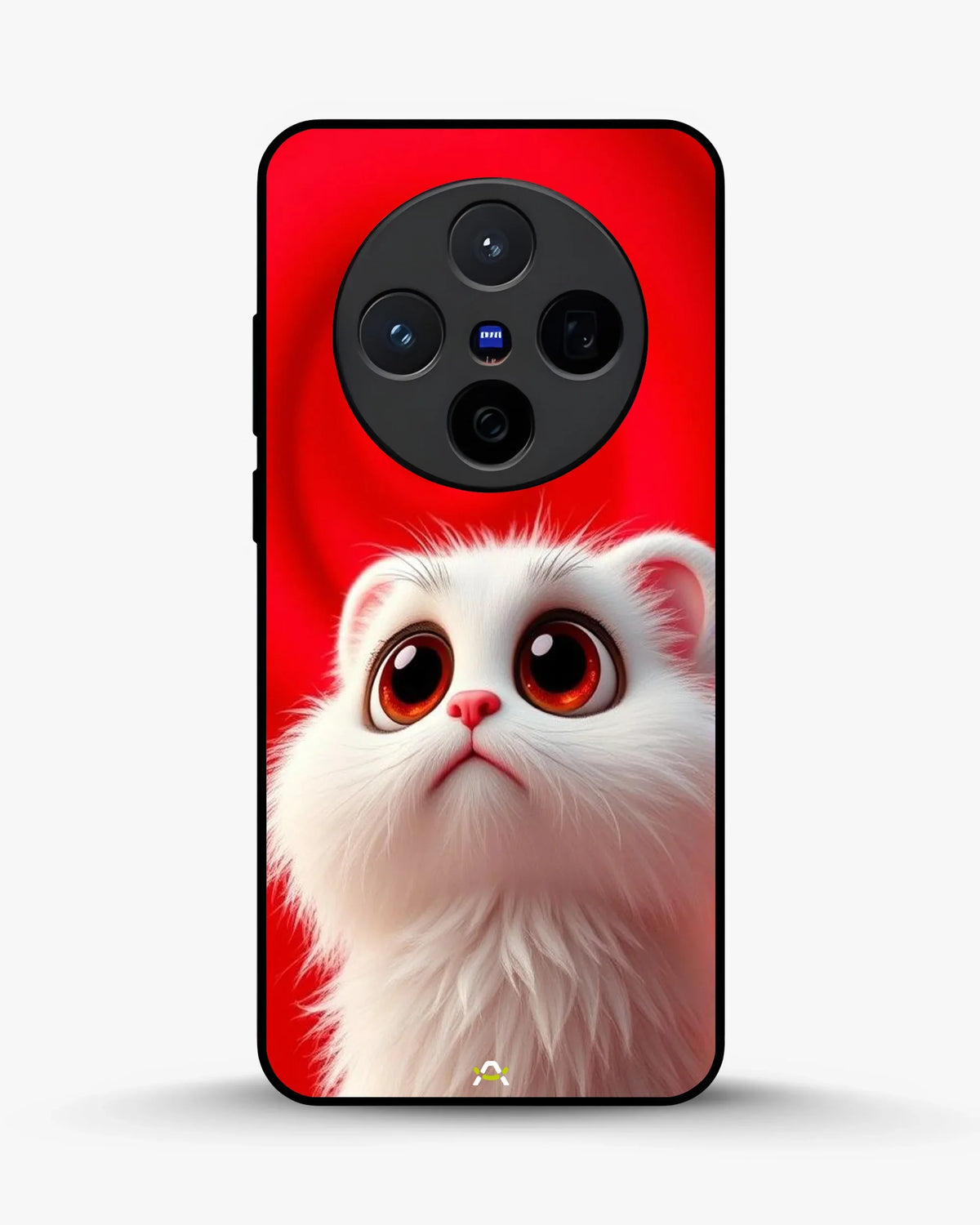Fluffy White Cat Phone Case - Cute Red Background Print for iPhone, Samsung, Pixel, OnePlus & Vivo