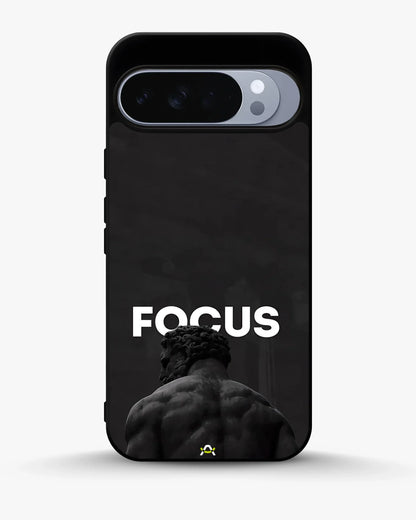 Focus Statue Phone Case - Bold Black Motivational Print for iPhone, Samsung, Pixel, OnePlus & Vivo
