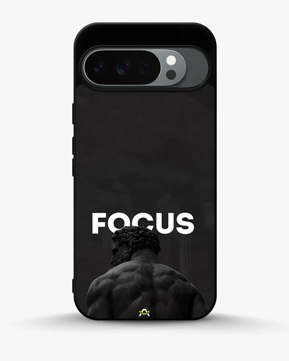 Focus Statue Phone Case - Bold Black Motivational Print for iPhone, Samsung, Pixel, OnePlus & Vivo