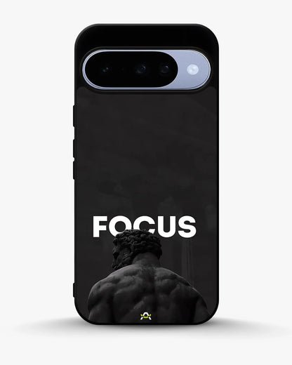 Focus Statue Phone Case - Bold Black Motivational Print for iPhone, Samsung, Pixel, OnePlus & Vivo