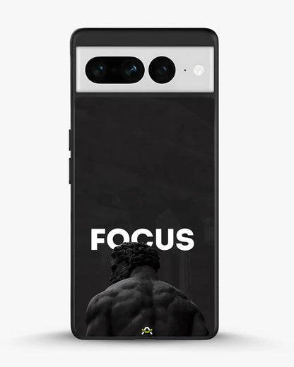 Focus Statue Phone Case - Bold Black Motivational Print for iPhone, Samsung, Pixel, OnePlus & Vivo