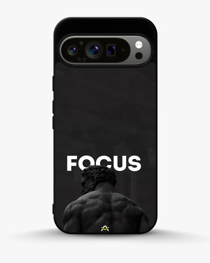 Focus Statue Phone Case - Bold Black Motivational Print for iPhone, Samsung, Pixel, OnePlus & Vivo