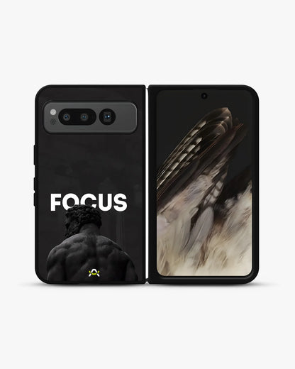 Focus Statue Phone Case - Bold Black Motivational Print for iPhone, Samsung, Pixel, OnePlus & Vivo