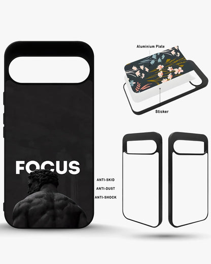 Focus Statue Phone Case - Bold Black Motivational Print for iPhone, Samsung, Pixel, OnePlus & Vivo