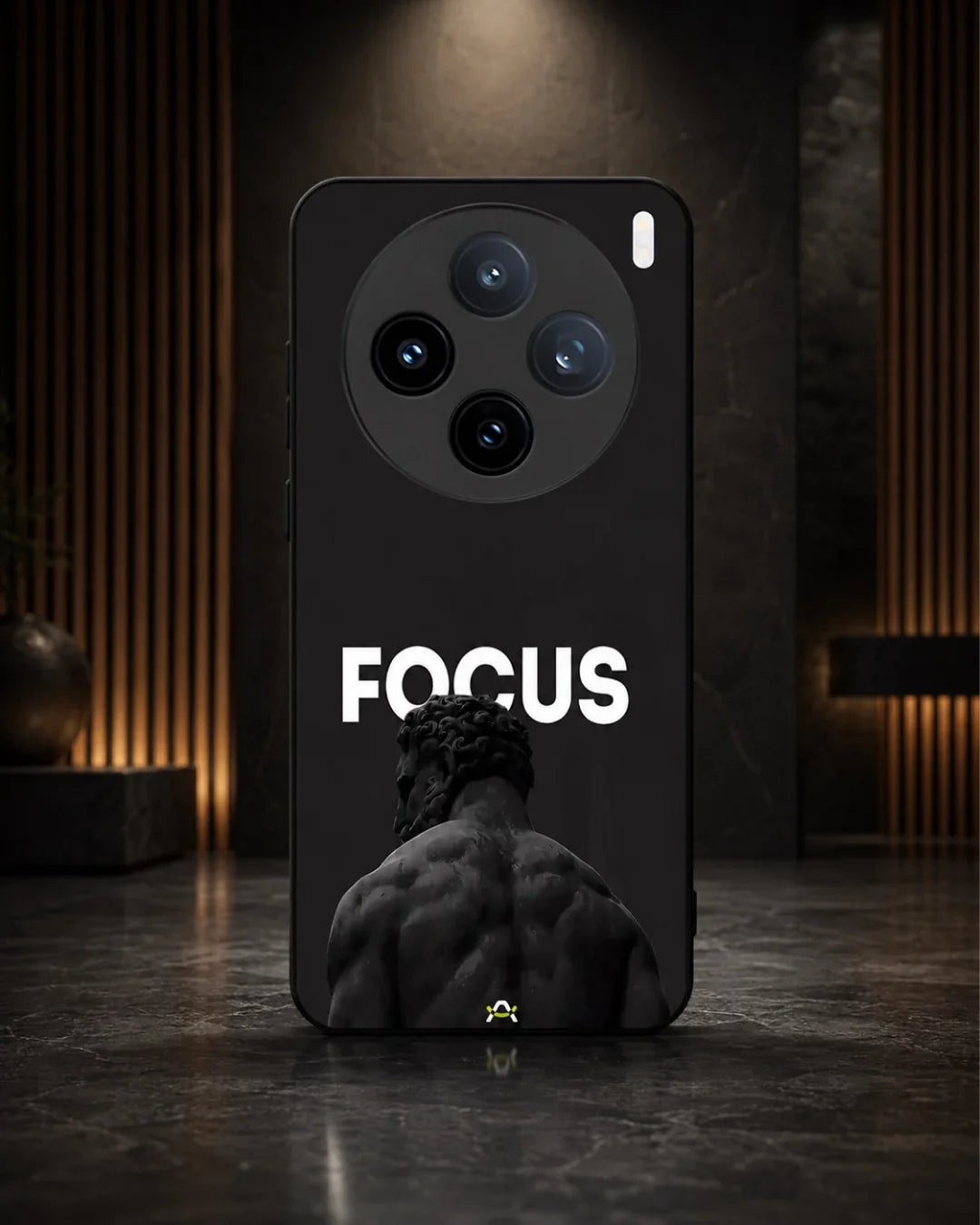 Focus Statue Phone Case - Bold Black Motivational Print for iPhone, Samsung, Pixel, OnePlus & Vivo
