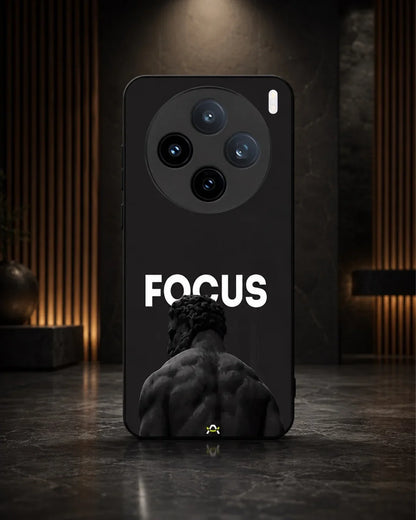 Focus Statue Phone Case - Bold Black Motivational Print for iPhone, Samsung, Pixel, OnePlus & Vivo