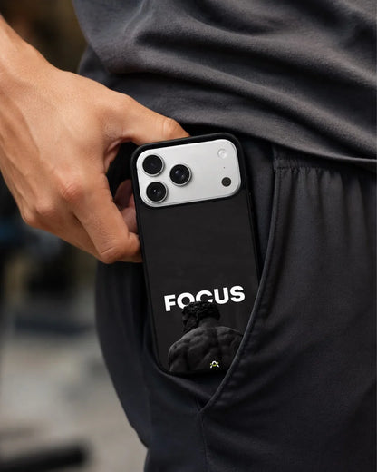 Focus Statue Phone Case - Bold Black Motivational Print for iPhone, Samsung, Pixel, OnePlus & Vivo