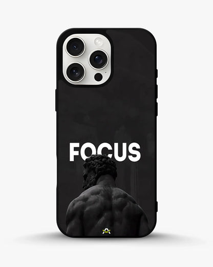 Focus Statue Phone Case - Bold Black Motivational Print for iPhone, Samsung, Pixel, OnePlus & Vivo