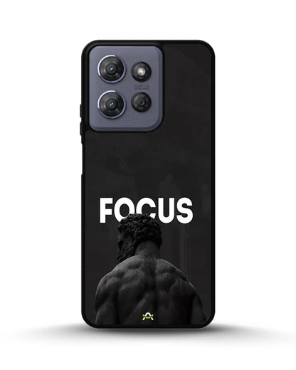 Focus Statue Phone Case - Bold Black Motivational Print for iPhone, Samsung, Pixel, OnePlus & Vivo