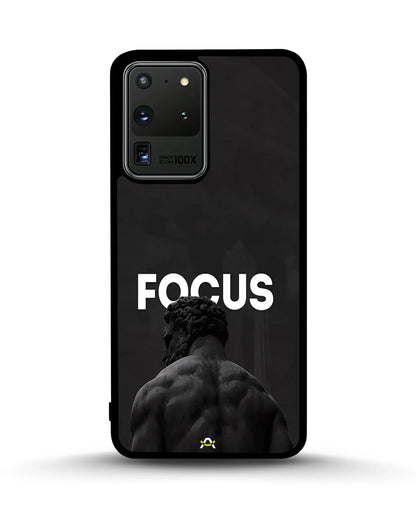 Focus Statue Phone Case - Bold Black Motivational Print for iPhone, Samsung, Pixel, OnePlus & Vivo