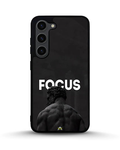 Focus Statue Phone Case - Bold Black Motivational Print for iPhone, Samsung, Pixel, OnePlus & Vivo