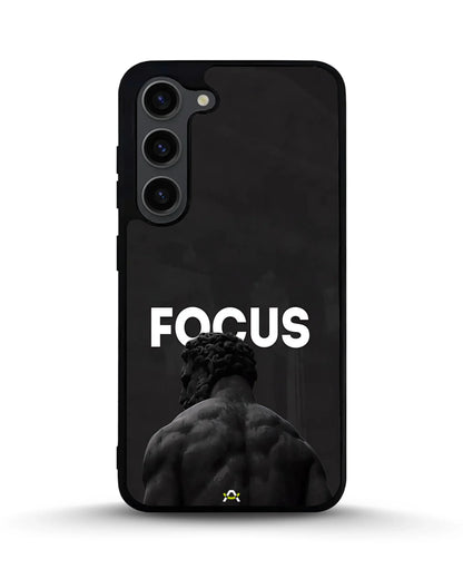 Focus Statue Phone Case - Bold Black Motivational Print for iPhone, Samsung, Pixel, OnePlus & Vivo