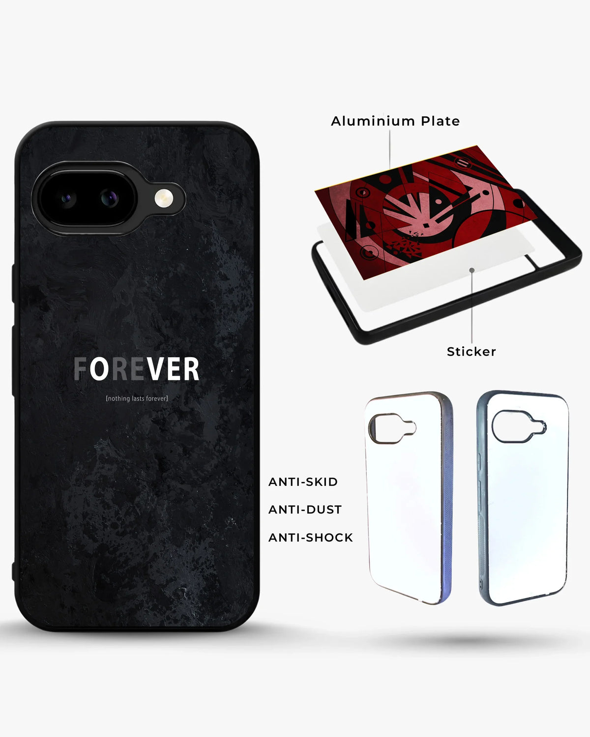 Forever Typography Phone Case - Charcoal Statement Print for iPhone, Samsung, Pixel, OnePlus & Vivo