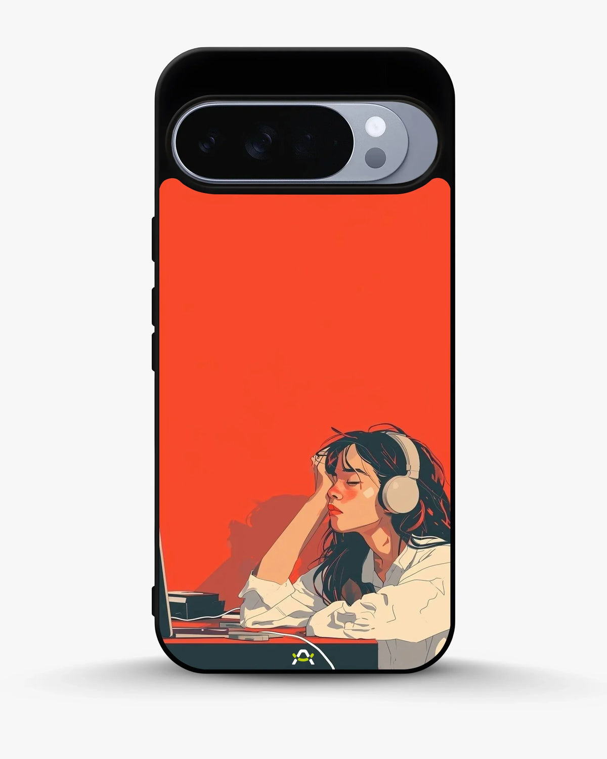 Girl With Headphones Phone Case - Relaxed Orange Art Print for iPhone, Samsung, Pixel, OnePlus & Vivo