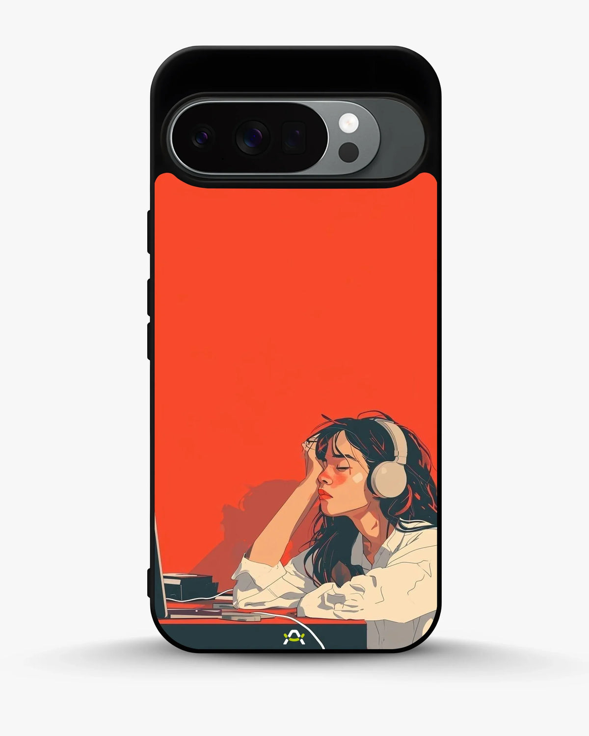 Girl With Headphones Phone Case - Relaxed Orange Art Print for iPhone, Samsung, Pixel, OnePlus & Vivo