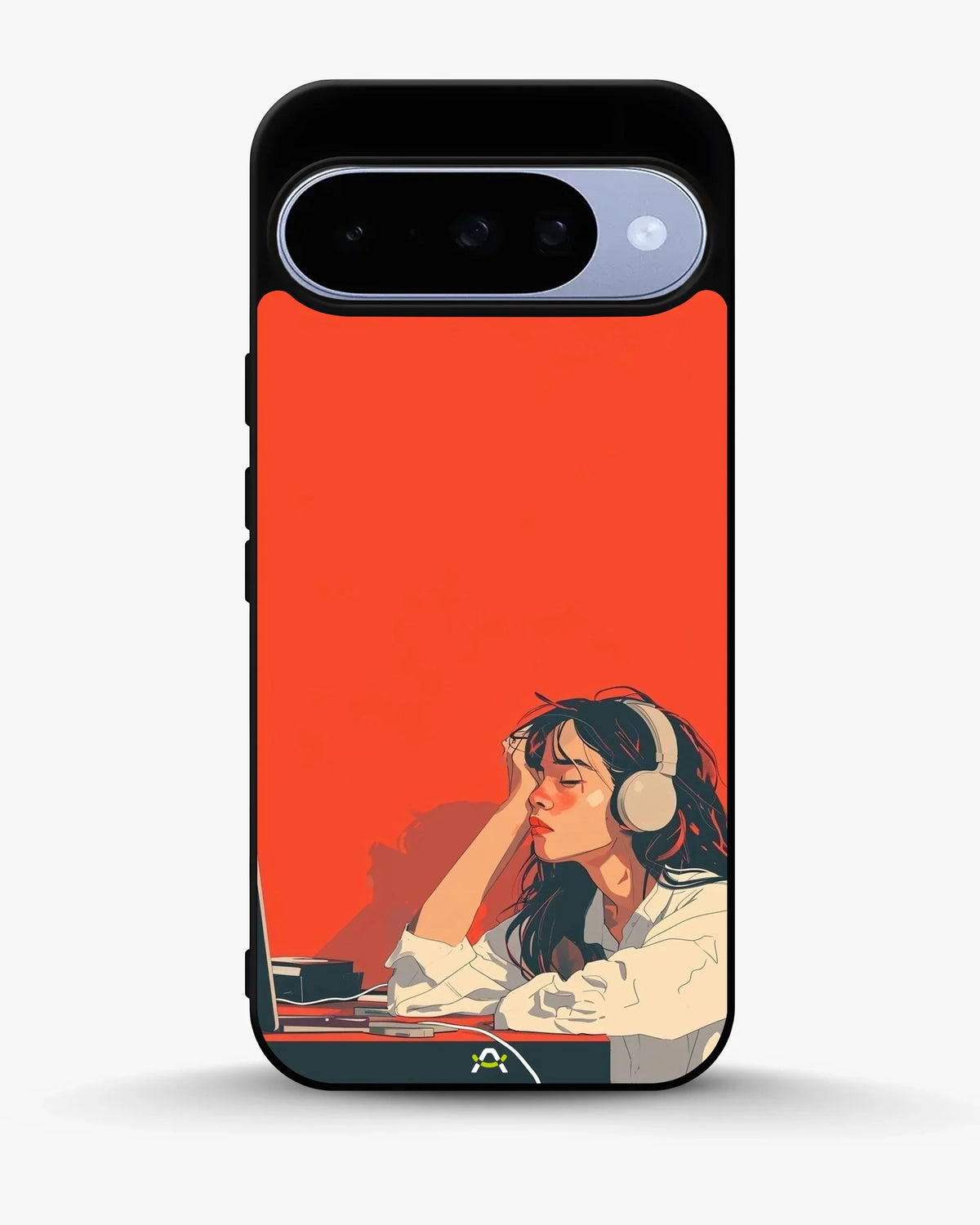 Girl With Headphones Phone Case - Relaxed Orange Art Print for iPhone, Samsung, Pixel, OnePlus & Vivo