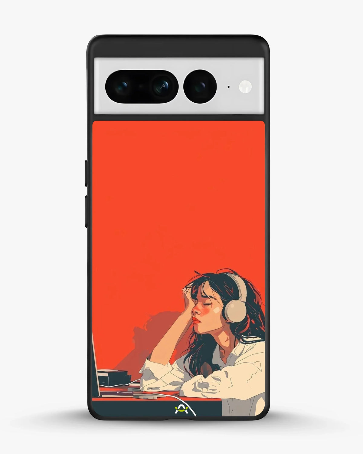 Girl With Headphones Phone Case - Relaxed Orange Art Print for iPhone, Samsung, Pixel, OnePlus & Vivo