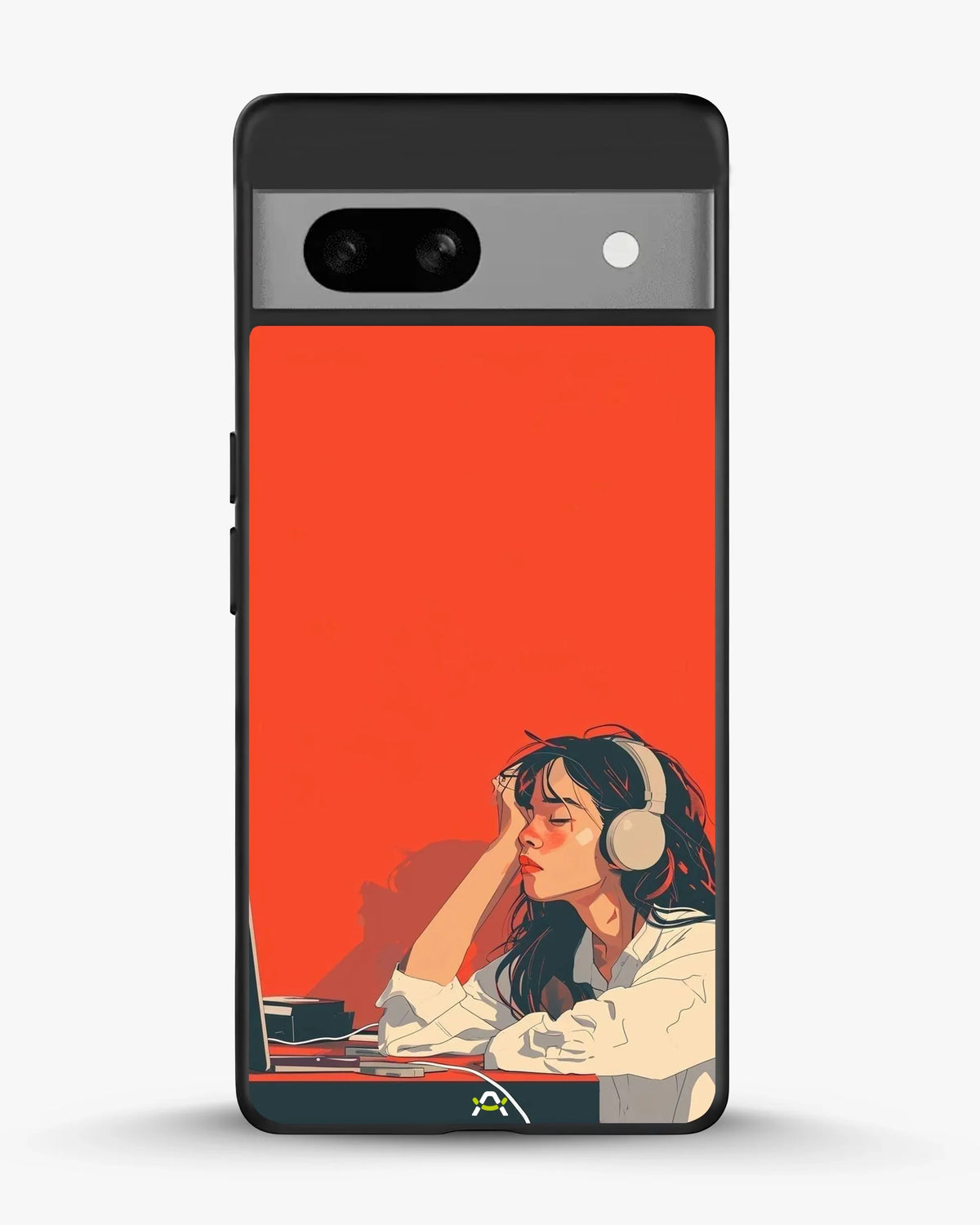 Girl With Headphones Phone Case - Relaxed Orange Art Print for iPhone, Samsung, Pixel, OnePlus & Vivo