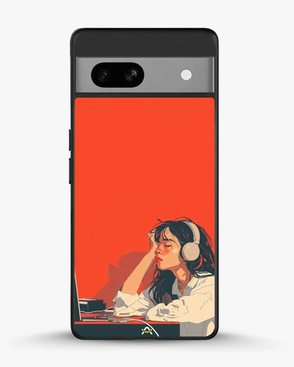 Girl With Headphones Phone Case - Relaxed Orange Art Print for iPhone, Samsung, Pixel, OnePlus & Vivo