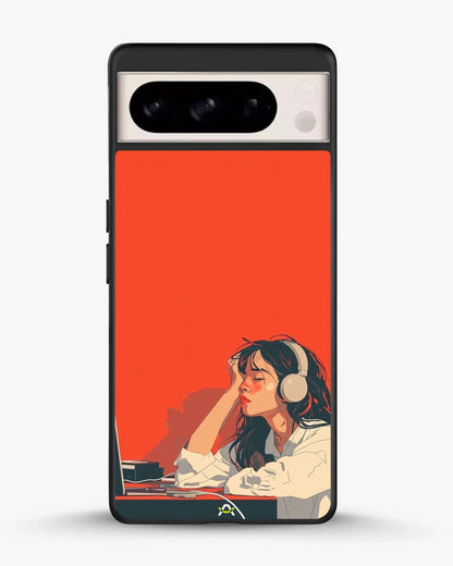 Girl With Headphones Phone Case - Relaxed Orange Art Print for iPhone, Samsung, Pixel, OnePlus & Vivo