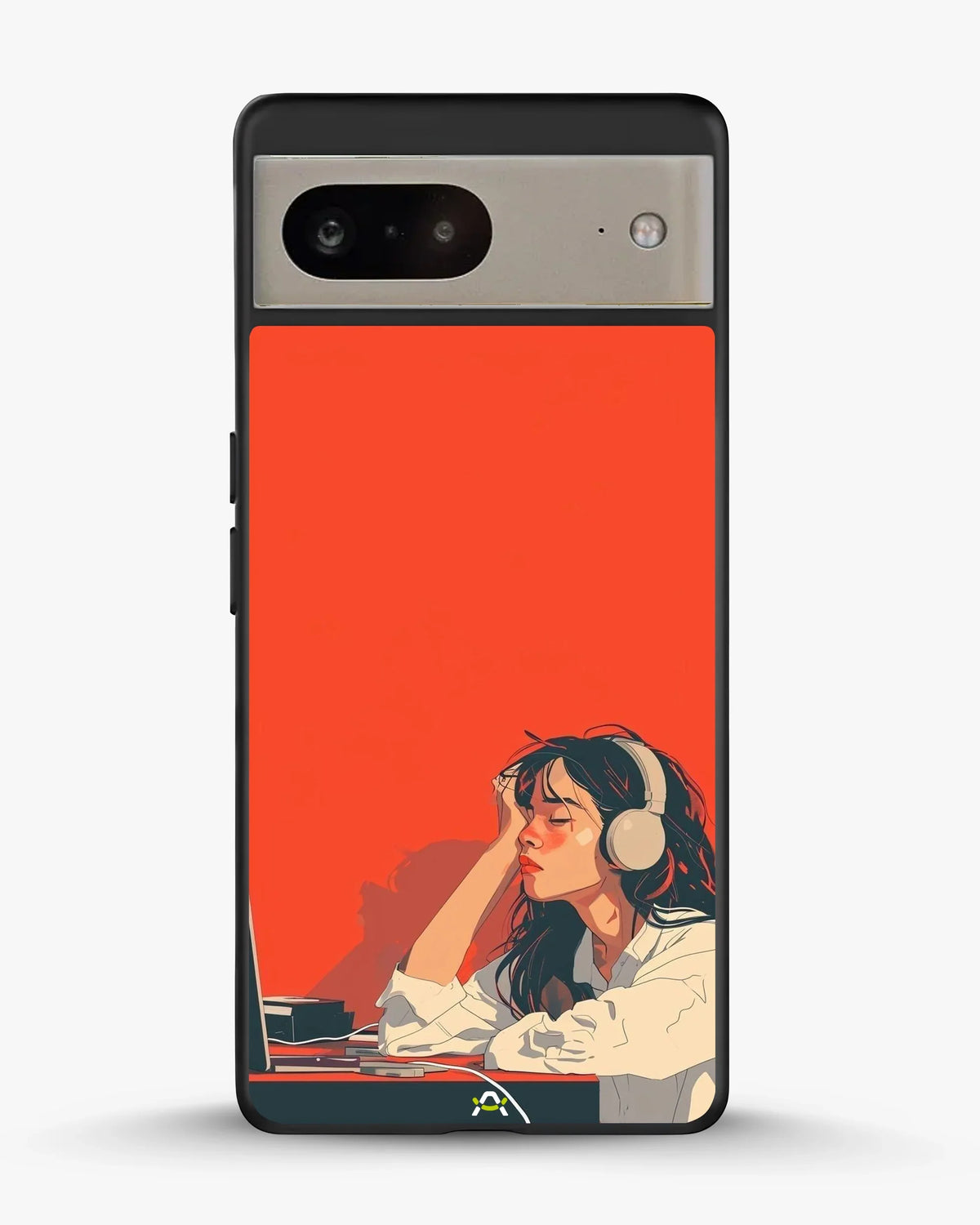 Girl With Headphones Phone Case - Relaxed Orange Art Print for iPhone, Samsung, Pixel, OnePlus & Vivo