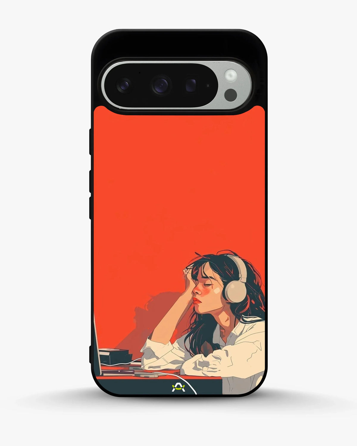Girl With Headphones Phone Case - Relaxed Orange Art Print for iPhone, Samsung, Pixel, OnePlus & Vivo