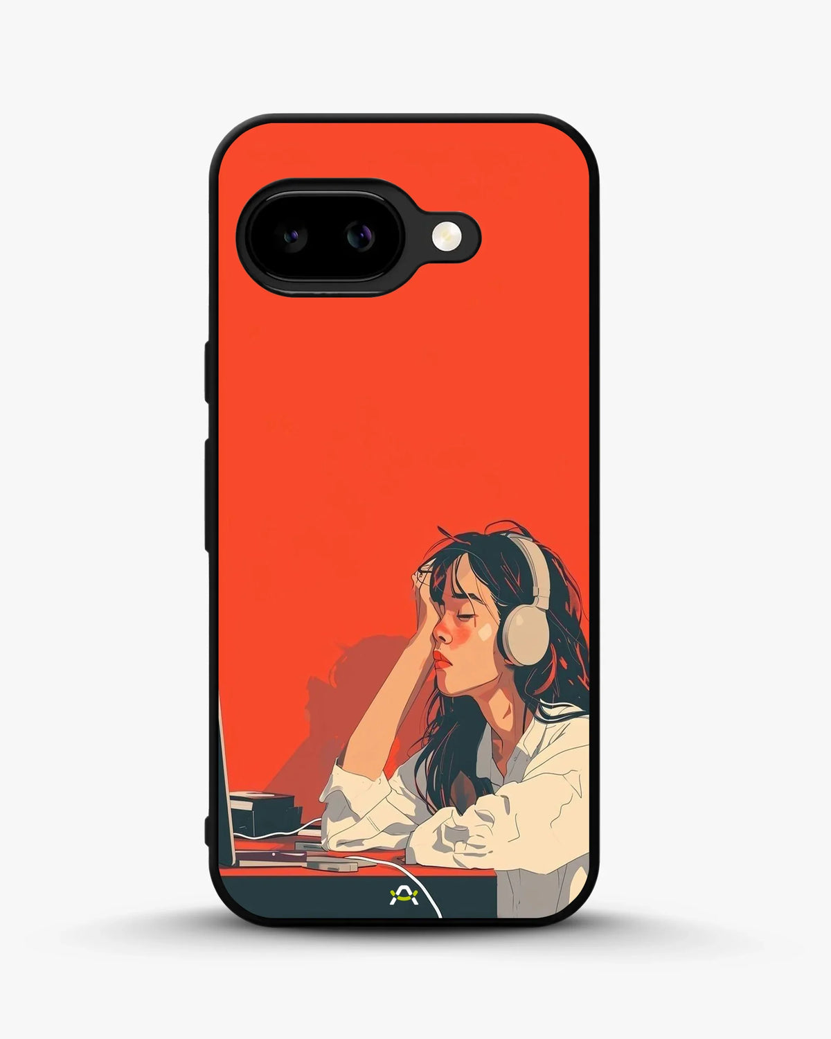 Girl With Headphones Phone Case - Relaxed Orange Art Print for iPhone, Samsung, Pixel, OnePlus & Vivo