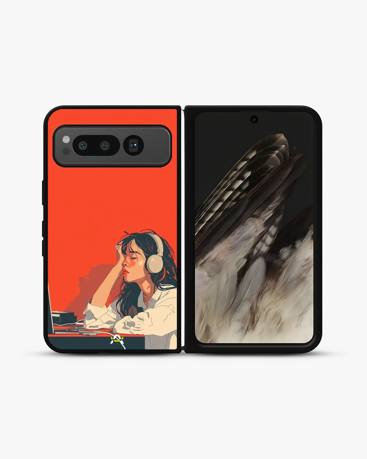 Girl With Headphones Phone Case - Relaxed Orange Art Print for iPhone, Samsung, Pixel, OnePlus & Vivo