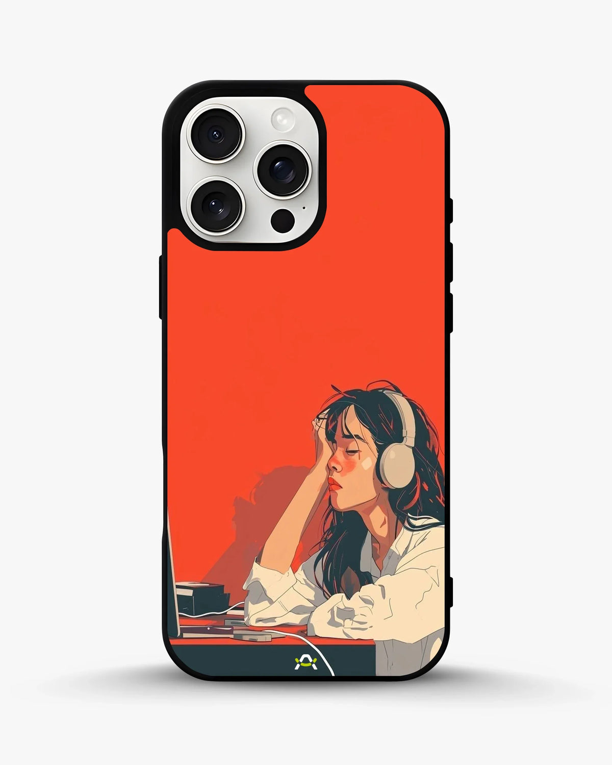 Girl With Headphones Phone Case - Relaxed Orange Art Print for iPhone, Samsung, Pixel, OnePlus & Vivo