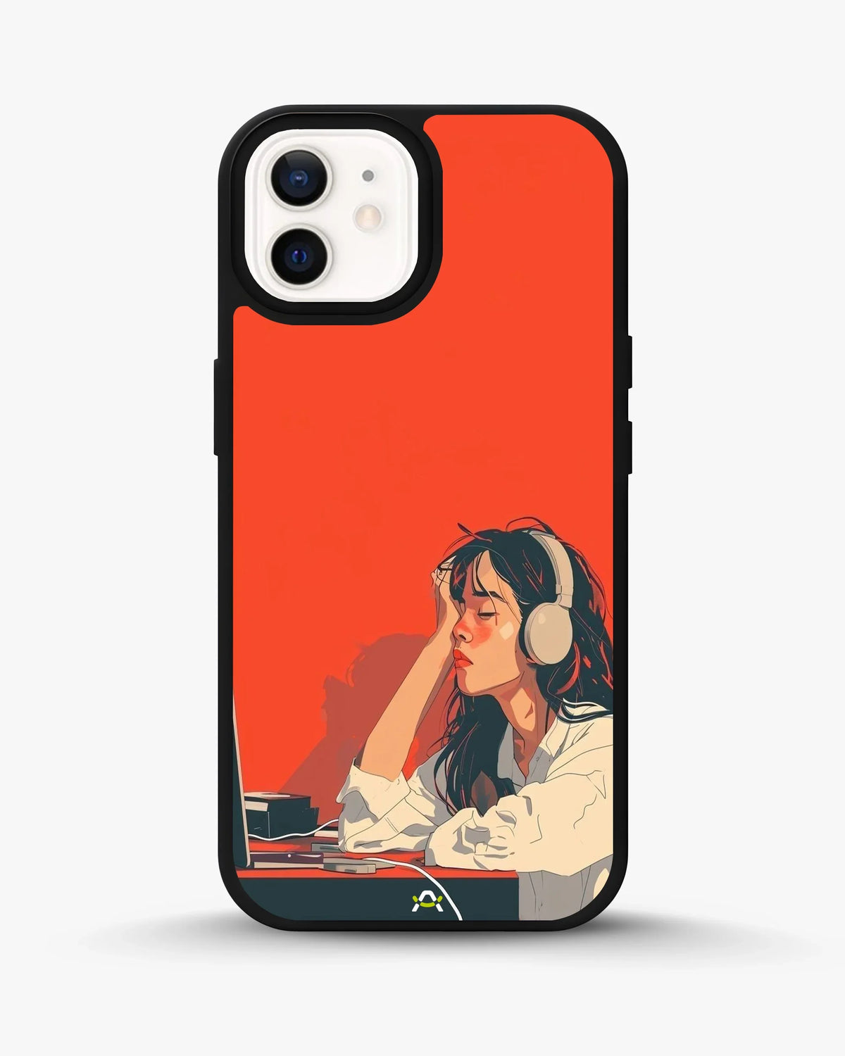 Girl With Headphones Phone Case - Relaxed Orange Art Print for iPhone, Samsung, Pixel, OnePlus & Vivo