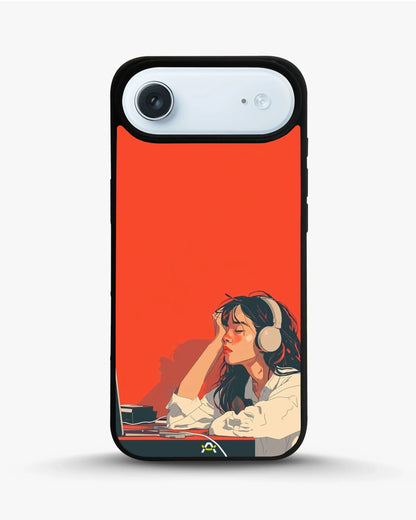 Girl With Headphones Phone Case - Relaxed Orange Art Print for iPhone, Samsung, Pixel, OnePlus & Vivo