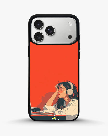 Girl With Headphones Phone Case - Relaxed Orange Art Print for iPhone, Samsung, Pixel, OnePlus & Vivo