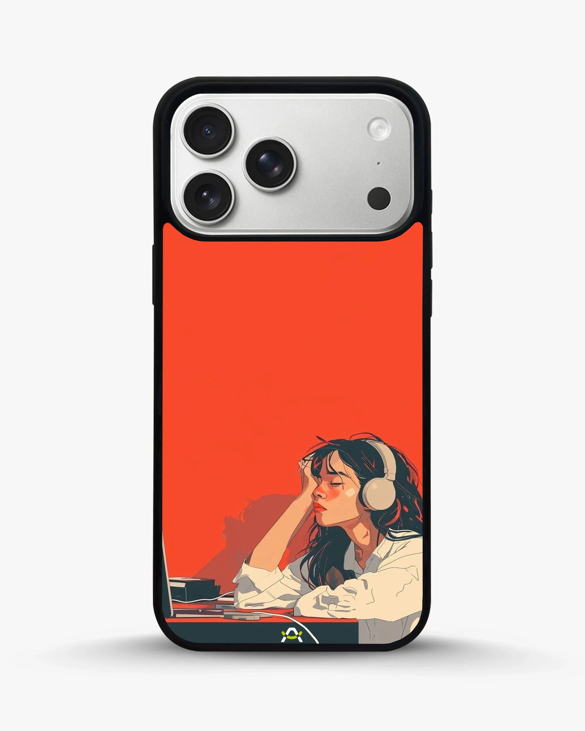 Girl With Headphones Phone Case - Relaxed Orange Art Print for iPhone, Samsung, Pixel, OnePlus & Vivo