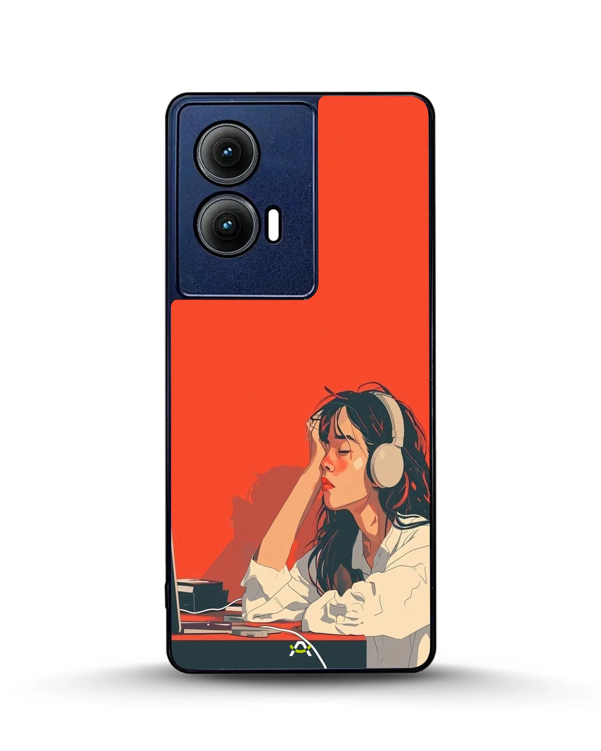 Girl With Headphones Phone Case - Relaxed Orange Art Print for iPhone, Samsung, Pixel, OnePlus & Vivo