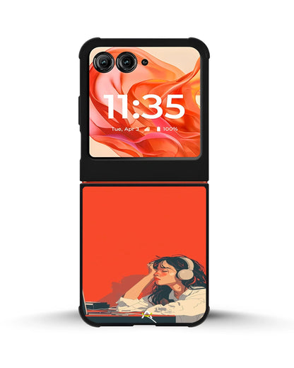 Girl With Headphones Phone Case - Relaxed Orange Art Print for iPhone, Samsung, Pixel, OnePlus & Vivo