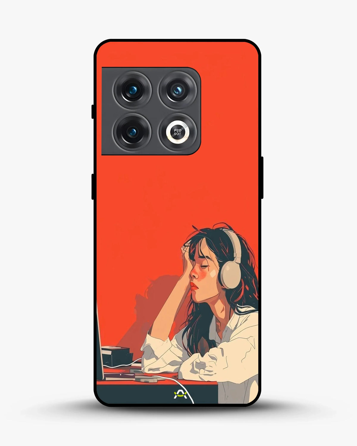 Girl With Headphones Phone Case - Relaxed Orange Art Print for iPhone, Samsung, Pixel, OnePlus & Vivo