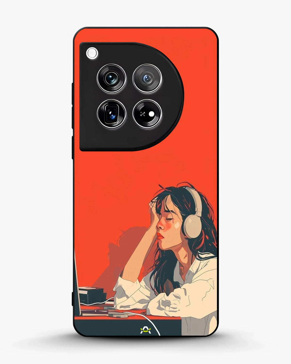 Girl With Headphones Phone Case - Relaxed Orange Art Print for iPhone, Samsung, Pixel, OnePlus & Vivo