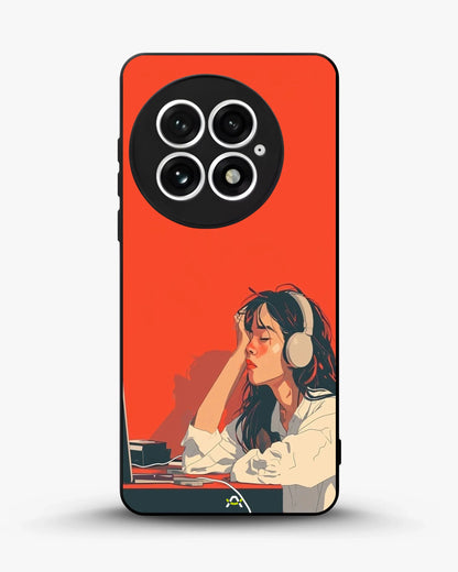 Girl With Headphones Phone Case - Relaxed Orange Art Print for iPhone, Samsung, Pixel, OnePlus & Vivo