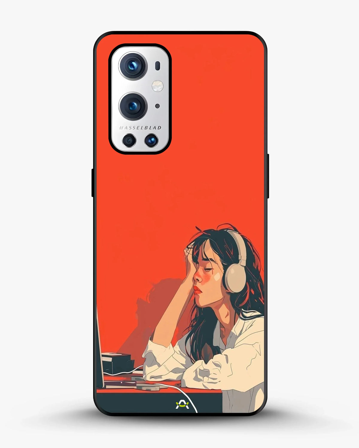 Girl With Headphones Phone Case - Relaxed Orange Art Print for iPhone, Samsung, Pixel, OnePlus & Vivo