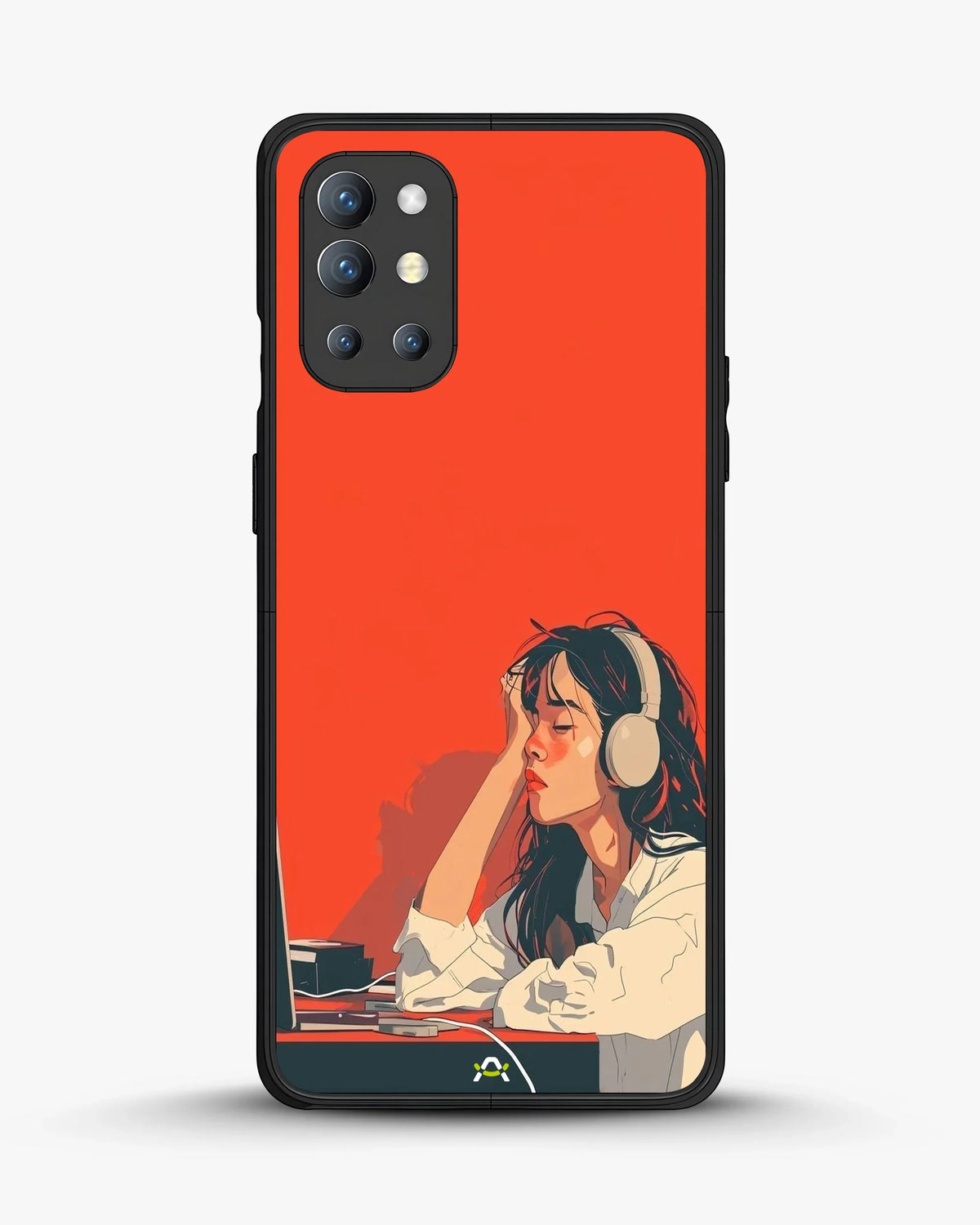 Girl With Headphones Phone Case - Relaxed Orange Art Print for iPhone, Samsung, Pixel, OnePlus & Vivo