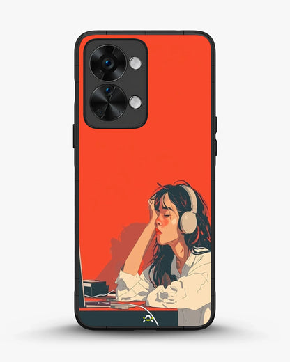 Girl With Headphones Phone Case - Relaxed Orange Art Print for iPhone, Samsung, Pixel, OnePlus & Vivo