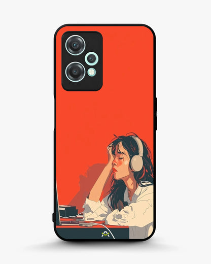 Girl With Headphones Phone Case - Relaxed Orange Art Print for iPhone, Samsung, Pixel, OnePlus & Vivo