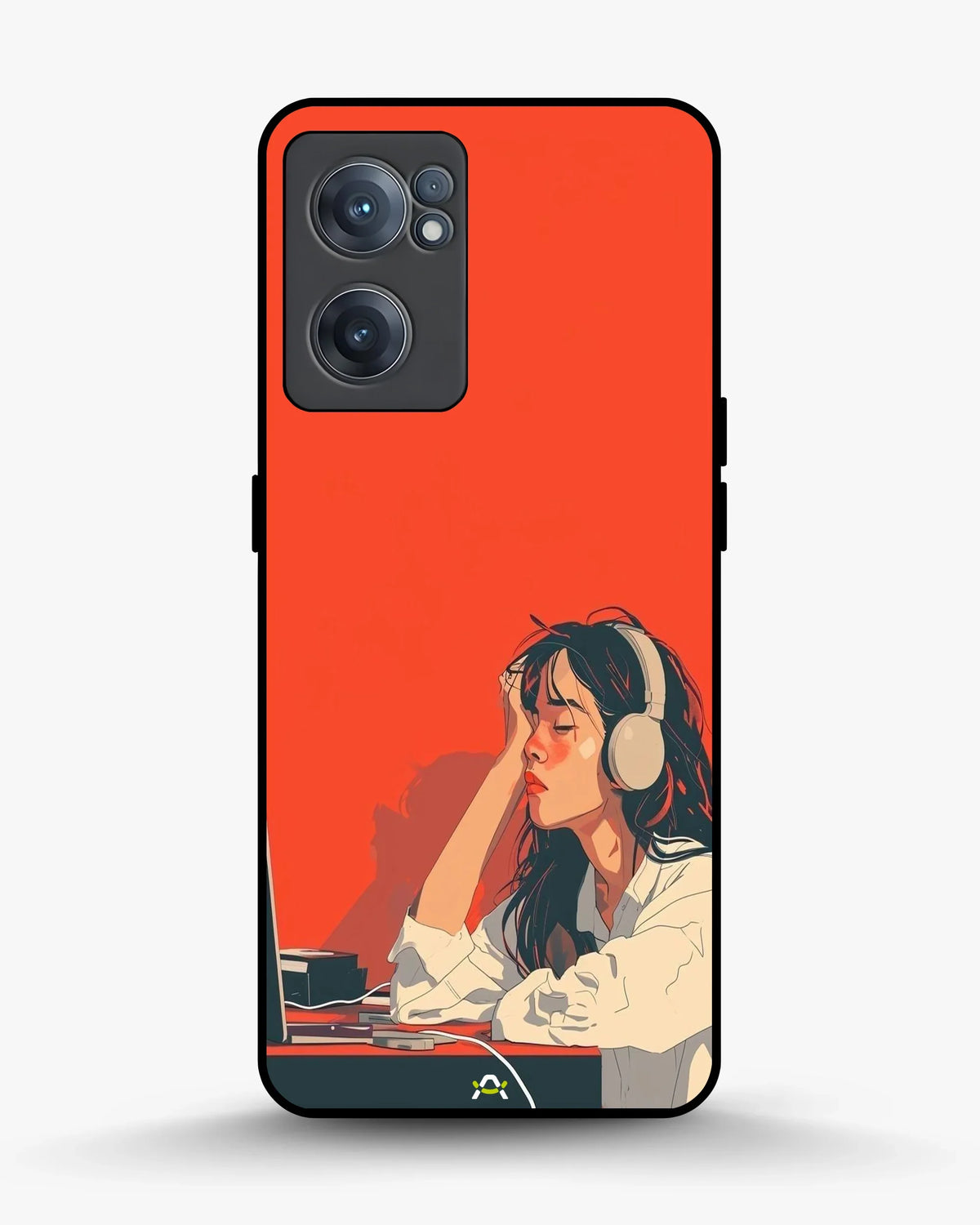 Girl With Headphones Phone Case - Relaxed Orange Art Print for iPhone, Samsung, Pixel, OnePlus & Vivo