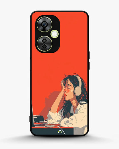 Girl With Headphones Phone Case - Relaxed Orange Art Print for iPhone, Samsung, Pixel, OnePlus & Vivo