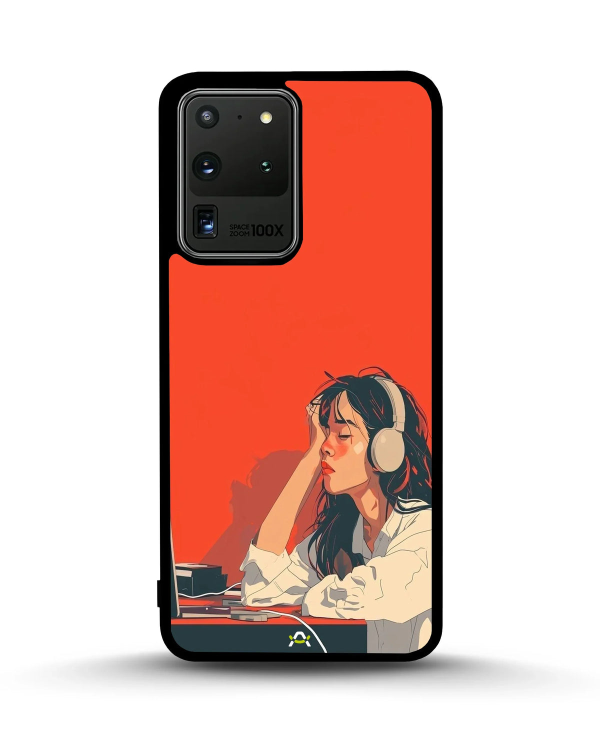 Girl With Headphones Phone Case - Relaxed Orange Art Print for iPhone, Samsung, Pixel, OnePlus & Vivo