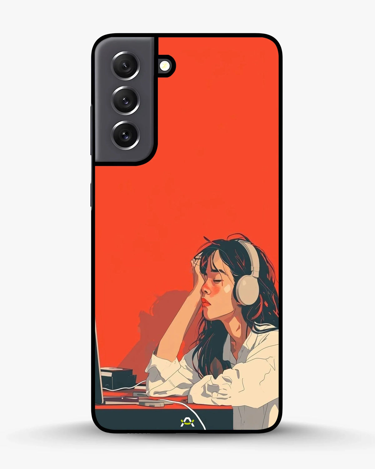 Girl With Headphones Phone Case - Relaxed Orange Art Print for iPhone, Samsung, Pixel, OnePlus & Vivo