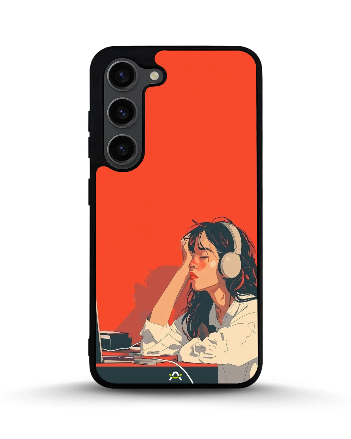 Girl With Headphones Phone Case - Relaxed Orange Art Print for iPhone, Samsung, Pixel, OnePlus & Vivo